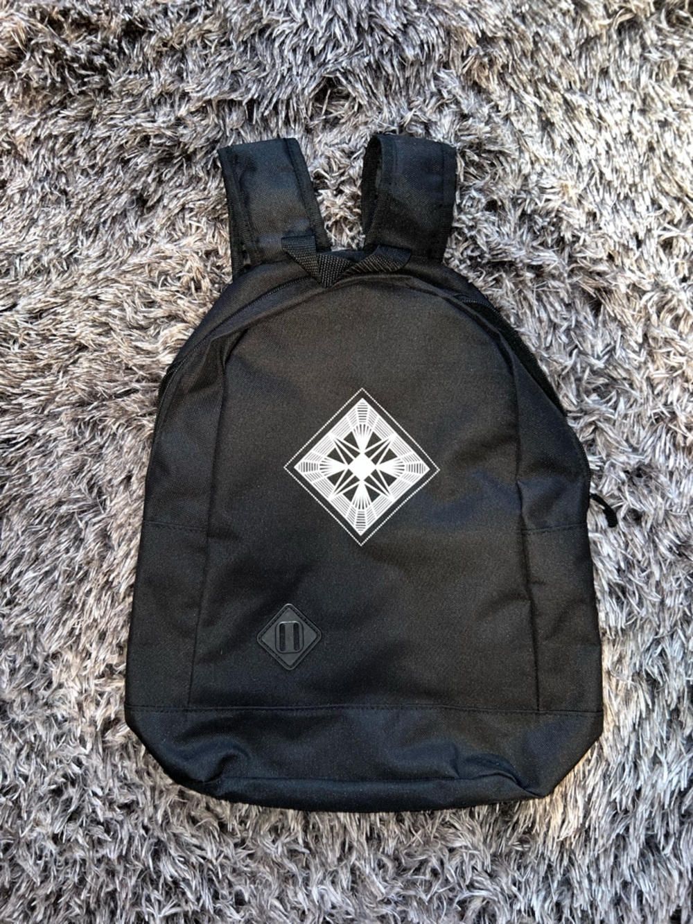 Source Unknown Black Backpack with White Geometric Patch